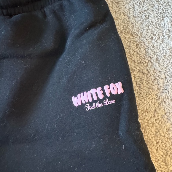 White Fox Boutique Black Joggers with Pink Logo - Picture 2 of 4